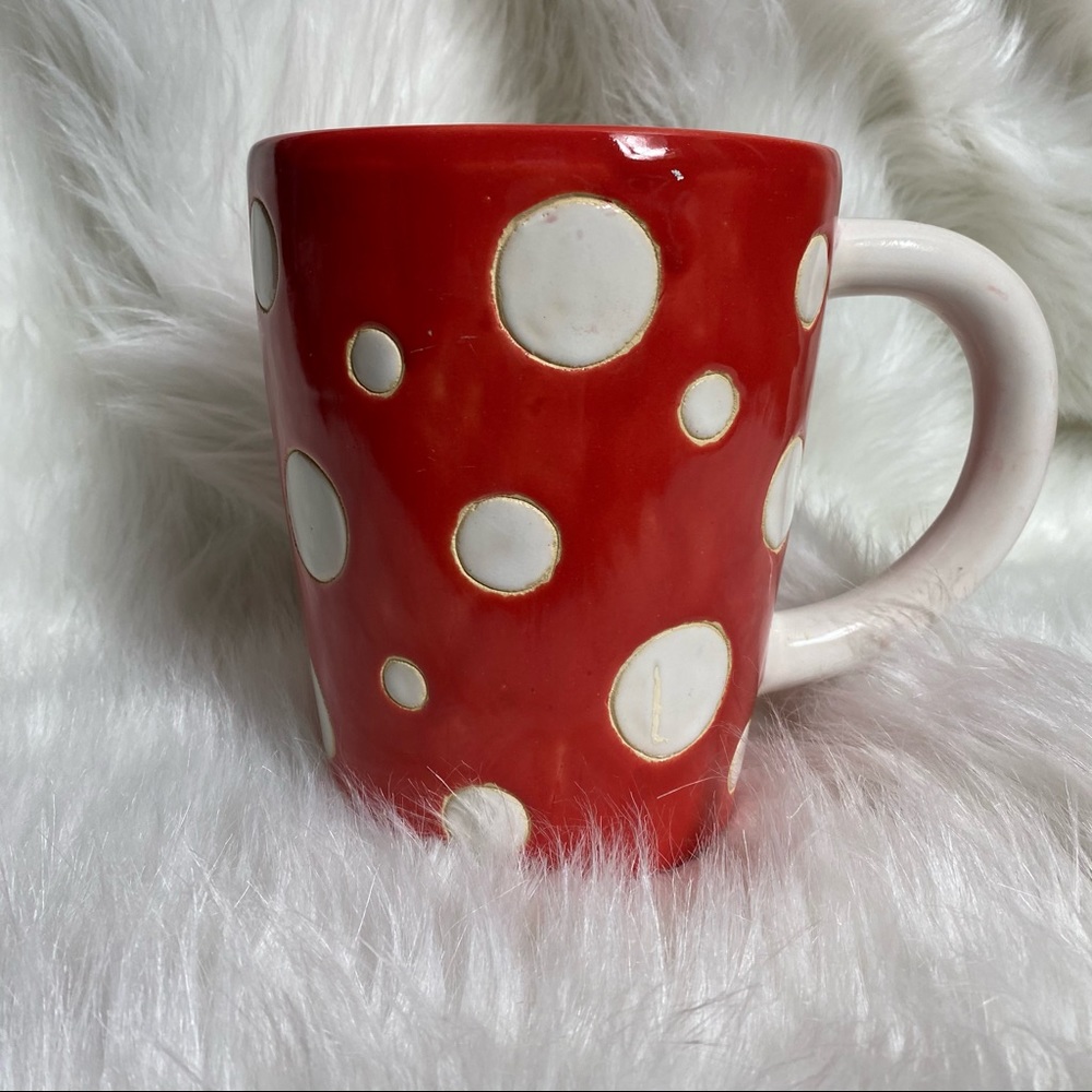 Coffee Cup Planter - Red w Polka Dots